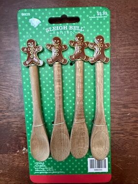 Sleigh Bell Bistro Gingerbread Wooden Spoon Set - Brown